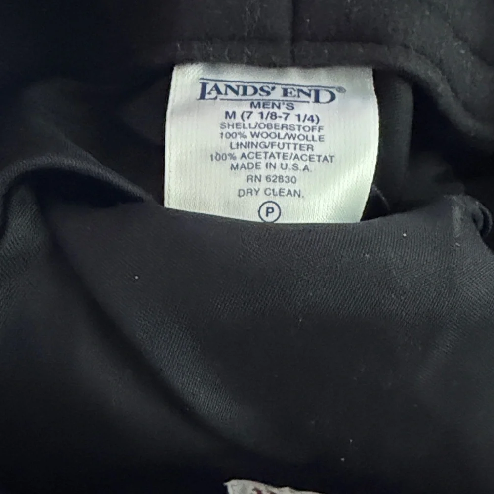 Vintage Lands' End Charcoal Tweed Newsboy Cap